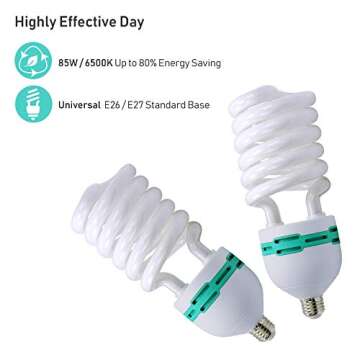LimoStudio [1-Pack] Photo Studio 85W 5500K Full Spectrum Daylight Energy Saving Compact Fluorescent Spiral Bulb,Day Light Tone, AGG696