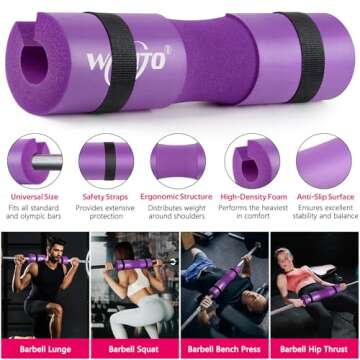 WALITO 8Pcs Barbell Pad Set for Hip Thrust - Squat Pad,Gym Accessories for Women with Bar Bad,Bench Press, with Gym Ankle Straps,Resistance Bands for Working Out,Lifting Strap,Carry Bag