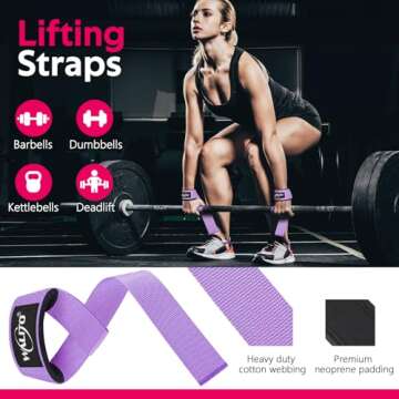 WALITO 8Pcs Barbell Pad Set for Hip Thrust - Squat Pad,Gym Accessories for Women with Bar Bad,Bench Press, with Gym Ankle Straps,Resistance Bands for Working Out,Lifting Strap,Carry Bag