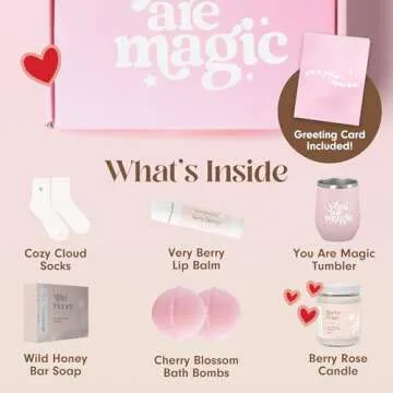 Unboxme Gifts For Women - Birthday Edition | Gift Box For Her | Thinking Of You Gift Basket with Mug, Scented Candle, Bath Bombs, Soap + More | Unique Gift Ideas