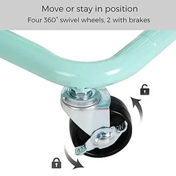 SONGMICS 3-Tier Metal Rolling Cart, Utility Cart, Kitchen Cart with Adjustable Shelves, Storage Trolley with 2 Brakes, Easy Assembly, for Kitchen, Office, Bathroom, Mint Green UBSC60M