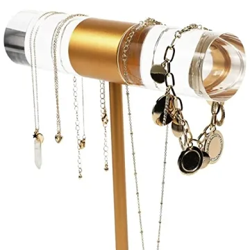 Stunning Clear and Orange Acrylic T-Bar Jewelry Stand