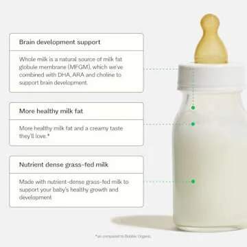Bobbie Whole Milk, Grass Fed Infant Formula, Milk-Based Powder with Iron, Plant Based DHA & ARA, Vitamin D and Protein Blend Modeled After Breast Milk, Newborn to 12 Months Old, 14.1 oz