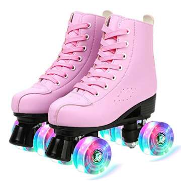 YYW Roller Skates for Women Men, High Top PU Leather Classic Double-Row Roller Skates, Indoor Outdoo...