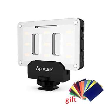 Aputure Amaran AL-M9 Mini Pocket LED Video Light On-Camera Fill Light + 12 pcs Extra Color Gel Filter, Portable Photography Light Video Shooting Accessories