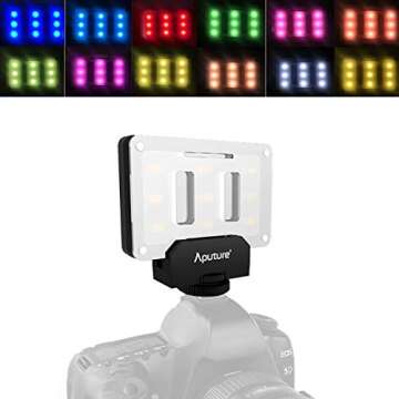 Aputure Amaran AL-M9 Mini Pocket LED Video Light On-Camera Fill Light + 12 pcs Extra Color Gel Filter, Portable Photography Light Video Shooting Accessories