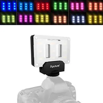 Aputure Amaran AL-M9 Mini Pocket LED Video Light On-Camera Fill Light + 12 pcs Extra Color Gel Filter, Portable Photography Light Video Shooting Accessories