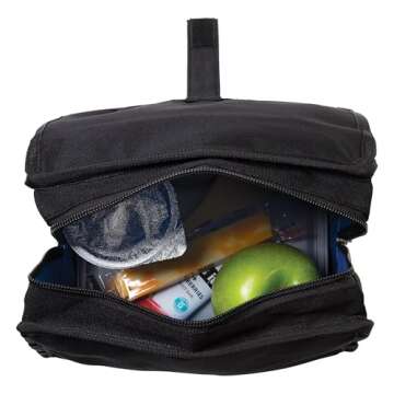 PackIt Freezable Lunch Bag, Black, Built with EcoFreeze Technology, Foldable, Reusable, Zip and Fold Closure with Buckle Handle, Perfect for School and Office Lunches