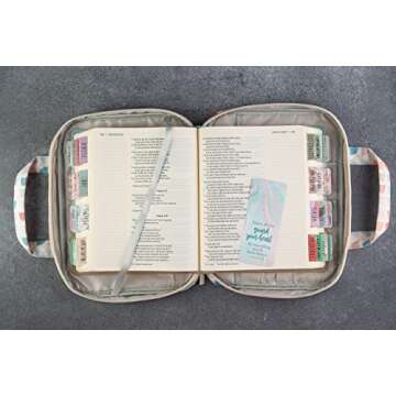 DIVERSEBEE Bible Cover with Handles, Zippered Bible Carrying Case for Women and Girls, Bible Tote Bag for Kids, Bible Book Cover, Bible Accessories, Christian Gifts 7.5 x 10 x 2.5in (Blossom)