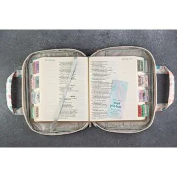 DIVERSEBEE Bible Cover with Handles, Zippered Bible Carrying Case for Women and Girls, Bible Tote Bag for Kids, Bible Book Cover, Bible Accessories, Christian Gifts 7.5 x 10 x 2.5in (Blossom)