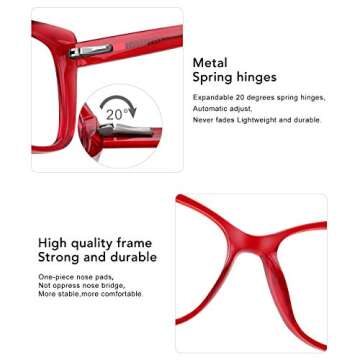 MEETSUN Blue Light Blocking Glasses for Women Anti Eyestrain Filter Blue Ray Oversized Computer Game Glasse&UV/Reduce Glare Lens (Red-Frame)