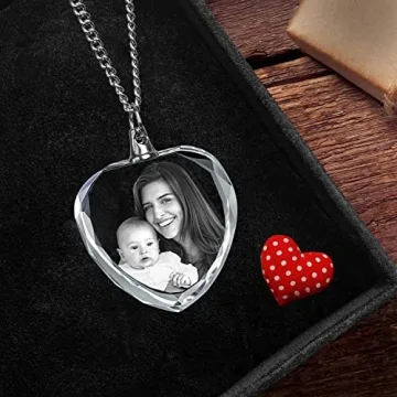 Personalized 3D Photo Crystal Engraved Heart Necklace