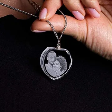 Personalized 3D Photo Crystal Engraved Heart Necklace