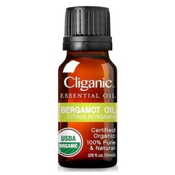 Cliganic Organic Bergamot Essential Oil, 100% Pure Natural for Aromatherapy | Non-GMO Verified