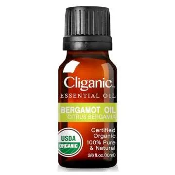 Cliganic Organic Bergamot Essential Oil, 100% Pure Natural for Aromatherapy | Non-GMO Verified