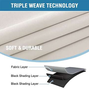 H.VERSAILTEX 100% Blackout Curtains for Bedroom with Black Liner Full Room Darkening Curtains 96 Inch Long Thermal Insulated Back Tab/Rod Pocket Window Drapes for Living Room, 2 Panels, Pumice Stone