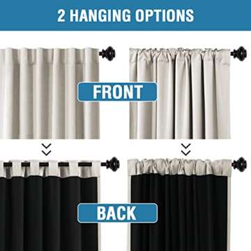 H.VERSAILTEX 100% Blackout Curtains for Bedroom with Black Liner Full Room Darkening Curtains 96 Inch Long Thermal Insulated Back Tab/Rod Pocket Window Drapes for Living Room, 2 Panels, Pumice Stone
