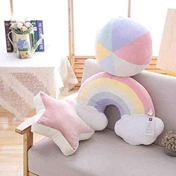 DIMUAT Rainbow Pillows - Playful Bedside Decor (19 in)
