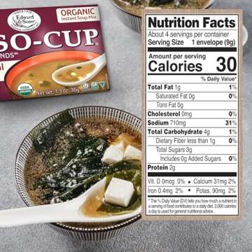 Edward & Sons Traditional Instant Miso-Cup with Tofu - Instant Miso Soup Packets, Miso Soup with Tofu, Instant Soup Packets - 1.3 Oz (Pack of 12)