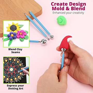 CraftDat Dotting Tools|10PCS Mandala Dotting Tools, Drawing & Art Supplies|Multiuse Mandala for Creative Nail Art, Rock Painting |Best for DIY Arts and Crafts for Adults and Kids(Blue)