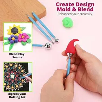 CraftDat Dotting Tools|10PCS Mandala Dotting Tools, Drawing & Art Supplies|Multiuse Mandala for Creative Nail Art, Rock Painting |Best for DIY Arts and Crafts for Adults and Kids(Blue)