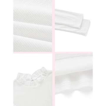 ROMWE Women's Stand Collar Slim Fit Frilled Ruffles Shoulder Solid Keyhole Blouse Top White M