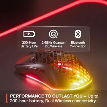 SteelSeries Aerox 3 Wireless - Holey RGB Gaming Mouse - Ultra-lightweight Water Resistant Design - 18K DPI TrueMove Air Optical Sensor- Onyx