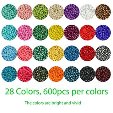 ORNSHIZI Size 2mm Seed Beads About 16800pcs 28 Colors in Grid Storage Box 12/0 Small Seed Beads for Bracelet Jewelry Making