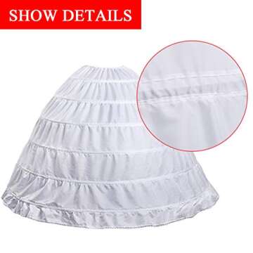 aingycy 6-Hoops Hoop Skirt Full A-line Bridal Dress Gown Slip Petticoat for Wedding Dress Crinoline Underskirt Ball Gown