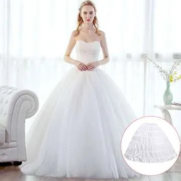 aingycy 6-Hoops Hoop Skirt Full A-line Bridal Dress Gown Slip Petticoat for Wedding Dress Crinoline Underskirt Ball Gown