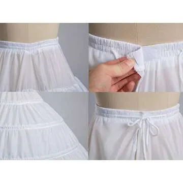 aingycy 6-Hoops Hoop Skirt Full A-line Bridal Dress Gown Slip Petticoat for Wedding Dress Crinoline Underskirt Ball Gown