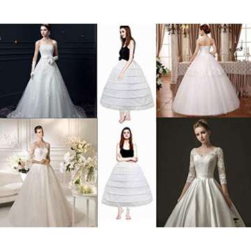 aingycy 6-Hoops Hoop Skirt Full A-line Bridal Dress Gown Slip Petticoat for Wedding Dress Crinoline Underskirt Ball Gown