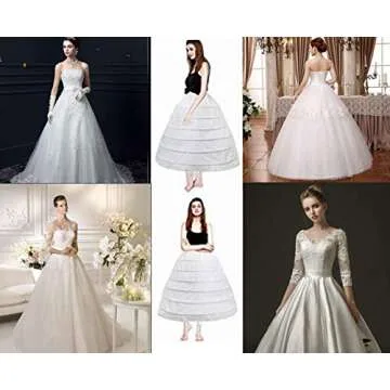 aingycy 6-Hoops Hoop Skirt Full A-line Bridal Dress Gown Slip Petticoat for Wedding Dress Crinoline Underskirt Ball Gown