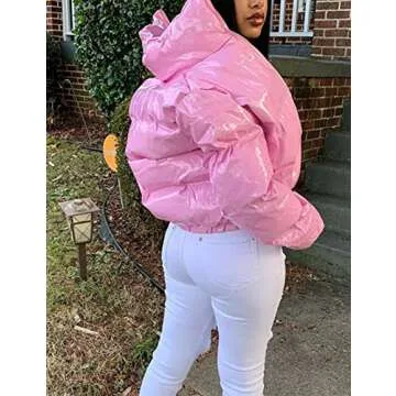 Stylish UANEO Women's Cropped Puffer Jacket in Pink