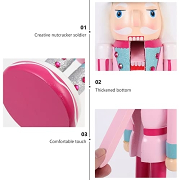 PRETYZOOM Cute Pink Christmas Nutcracker Decoration