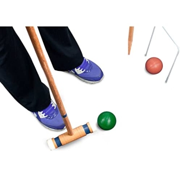 Six-Player Deluxe Croquet Set with Wooden Mallets, Colored Balls, & Sturdy Carrying Bag - Classic Outdoor Yard Game by Crown Sporting Goods
