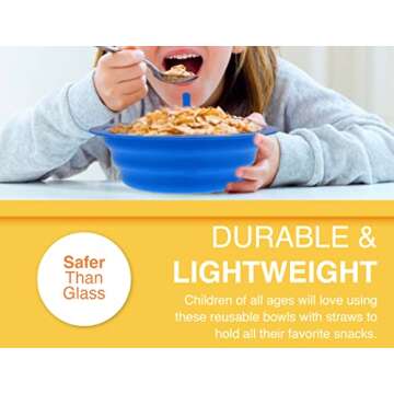 Arrow Home Products Sip-A-Bowl Set, 22oz, 4pk - BPA Free Straw Bowls for Kids To Sip Up Every Drop Without the Mess - Made in the USA, Great for Cereal, Ice Cream, Soup, Milk - Assorted Colors