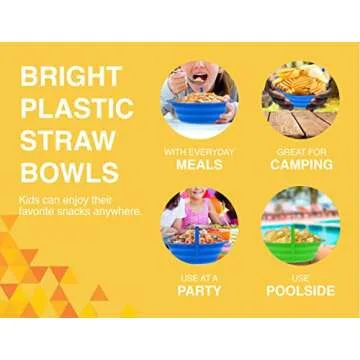 Arrow Home Products Sip-A-Bowl Set, 22oz, 4pk - BPA Free Straw Bowls for Kids To Sip Up Every Drop Without the Mess - Made in the USA, Great for Cereal, Ice Cream, Soup, Milk - Assorted Colors
