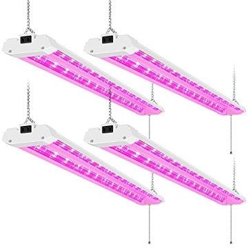 AntLux 4FT LED Grow Lights 50W Full Spectrum Integrated for Seedlings, Plug In, 4 Pack