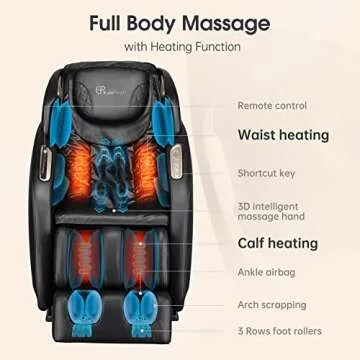 EASPEARL SL Track Massage Chair, Zero Gravity Massage Chairs Full Body with APP, Waist and Calf Heat, Thai Stretch, Body Scan, Shortcut Key, Bluetooth, Shiatsu Massage Recliner (Black)