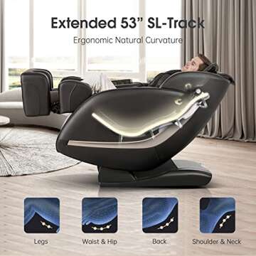 EASPEARL SL Track Massage Chair, Zero Gravity Massage Chairs Full Body with APP, Waist and Calf Heat, Thai Stretch, Body Scan, Shortcut Key, Bluetooth, Shiatsu Massage Recliner (Black)
