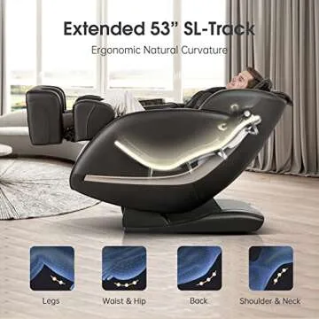 EASPEARL SL Track Massage Chair, Zero Gravity Massage Chairs Full Body with APP, Waist and Calf Heat, Thai Stretch, Body Scan, Shortcut Key, Bluetooth, Shiatsu Massage Recliner (Black)