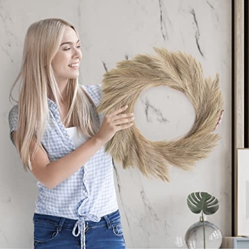 Buy LOZIDECOR Faux Pampas Grass Wreath - Elegant Boho Decor