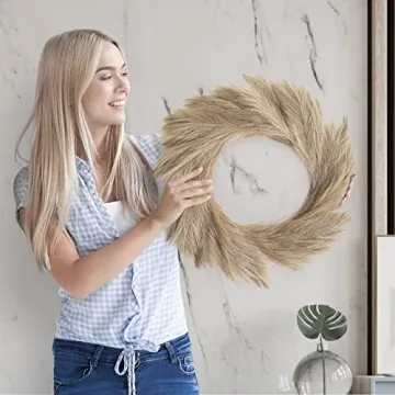Buy LOZIDECOR Faux Pampas Grass Wreath - Elegant Boho Decor