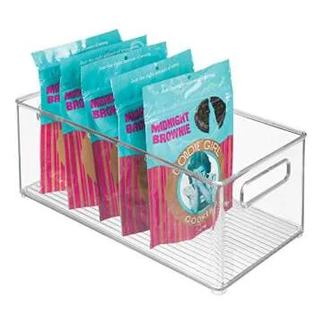 iDesign Kitchen Binz BPA-Free Plastic Deep Stackable Organizer with Handles - 8" x 6" x 14.5", Clear