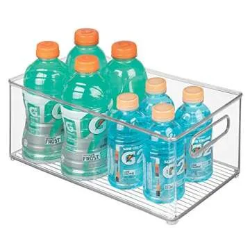 iDesign Kitchen Binz BPA-Free Plastic Deep Stackable Organizer with Handles - 8" x 6" x 14.5", Clear