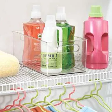 iDesign Kitchen Binz BPA-Free Plastic Deep Stackable Organizer with Handles - 8" x 6" x 14.5", Clear