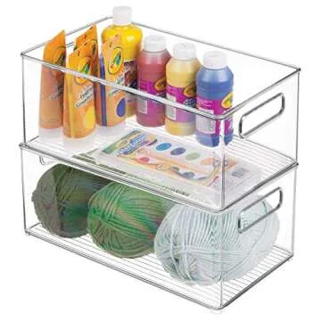 iDesign Kitchen Binz BPA-Free Plastic Deep Stackable Organizer with Handles - 8" x 6" x 14.5", Clear