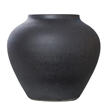 Hand Frosted Black Ceramic Vase for Elegant Home Decor