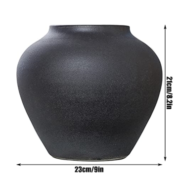 Hand Frosted Black Ceramic Vase for Elegant Home Decor